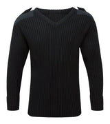 Fort V Neck Combat Jumper 120 V - Black - Customisable
