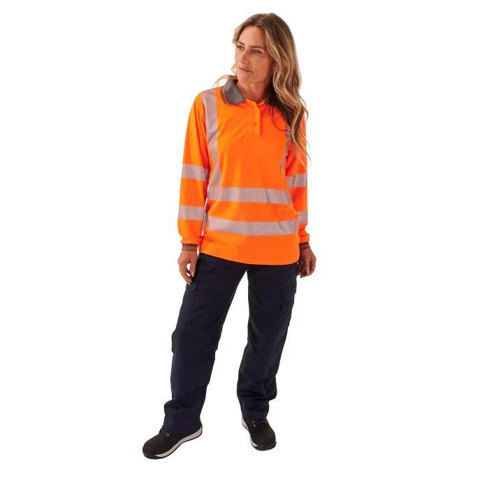 Supertouch - Ladies Hi Vis Orange Jaya Birds Eye Polo - HV307 |  Supertouch