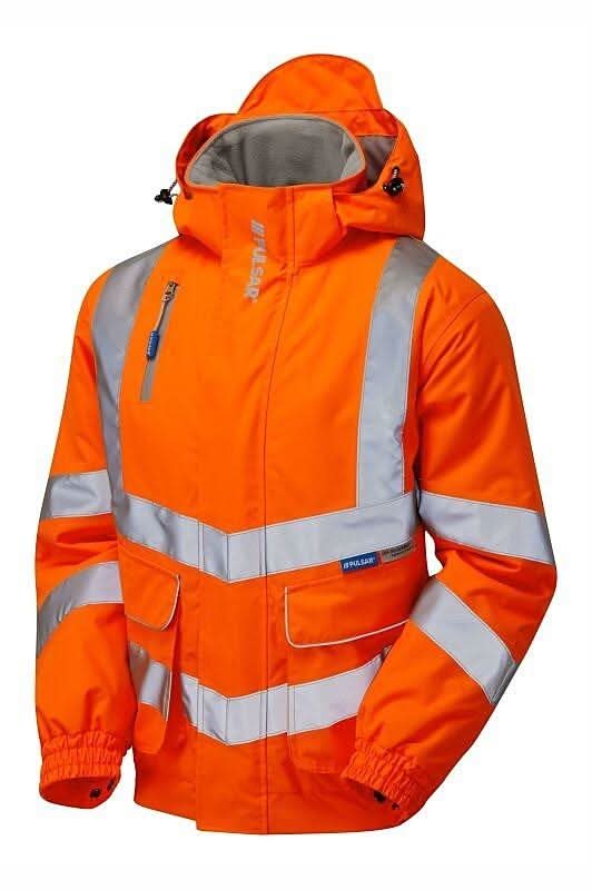 Pulsar Hi Vis Orange Padded Bomber Jacket PR496 - Orange - Customisable Jacket
