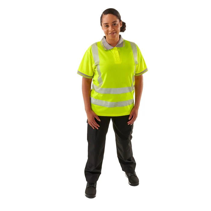 Supertouch - Ladies Hi Vis Yellow Savannah Birds Eye Polo - HV308 |  Supertouch