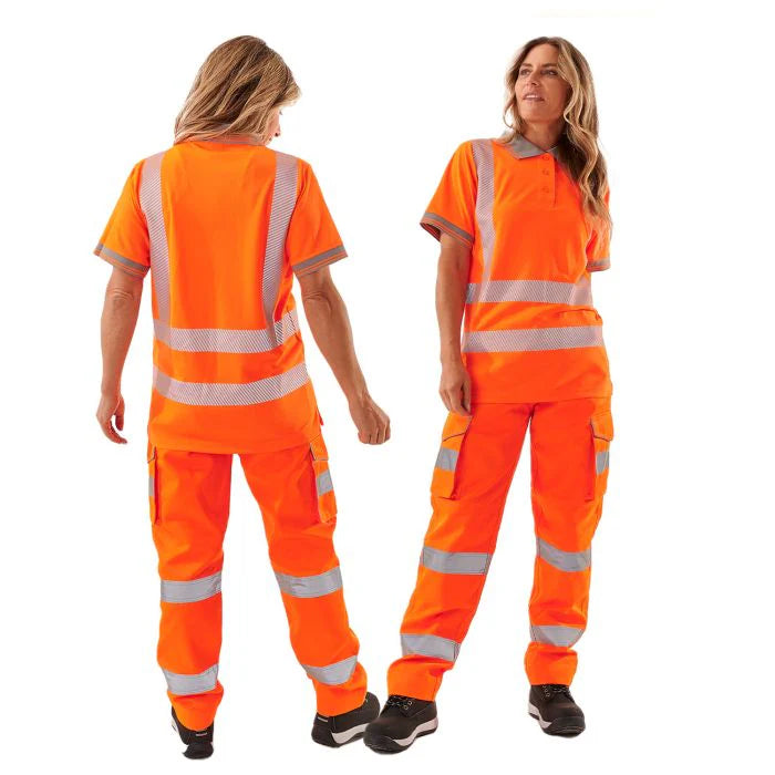Supertouch - Ladies Hi Vis Orange Savannah Birds Eye Polo - HV309 |  Supertouch