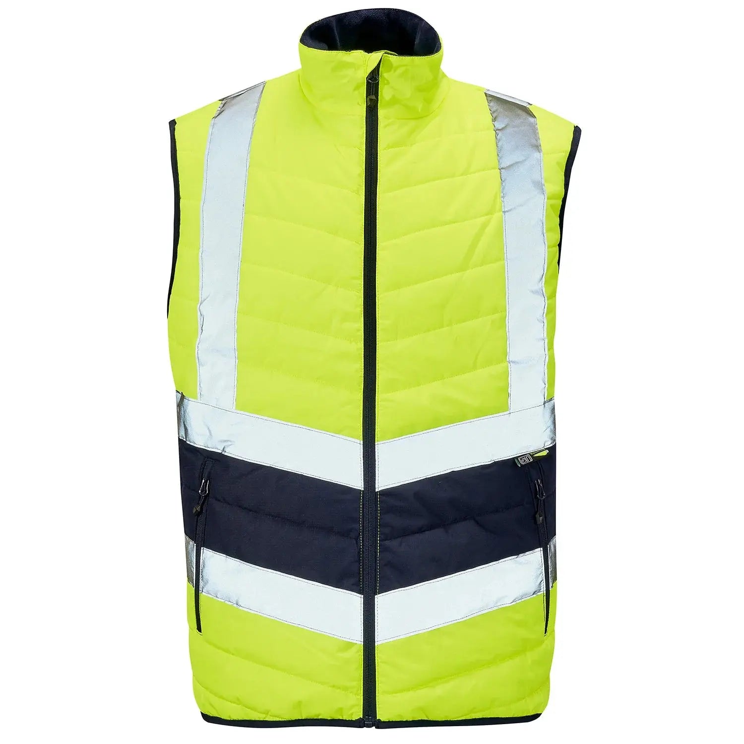 Supertouch Hi Vis Yellow 2 Tone Puffer Bodywarmer - H146 |  Supertouch
