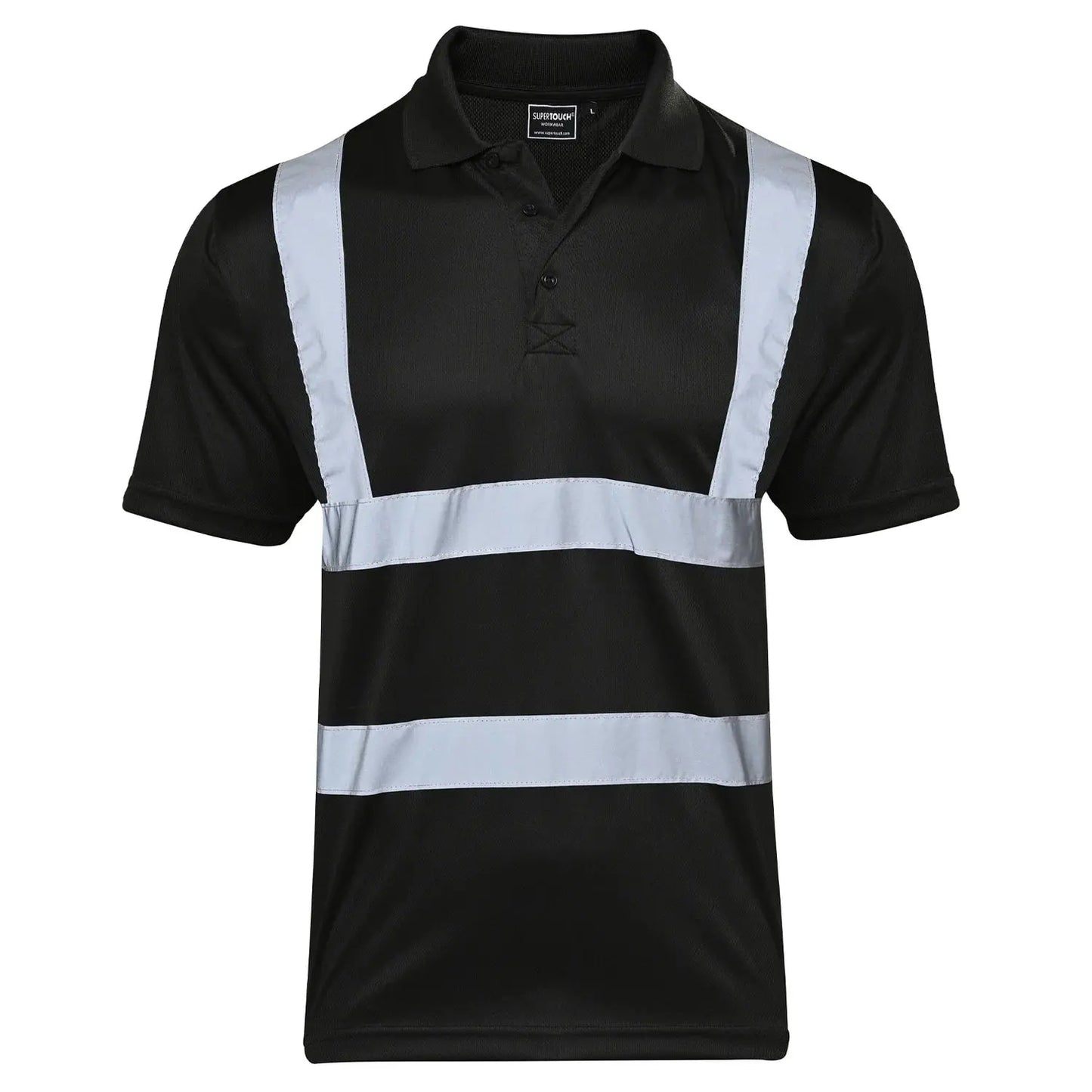 Supertouch Hi Vis Black Bird Eye Polo Shirt - H126 |  Supertouch