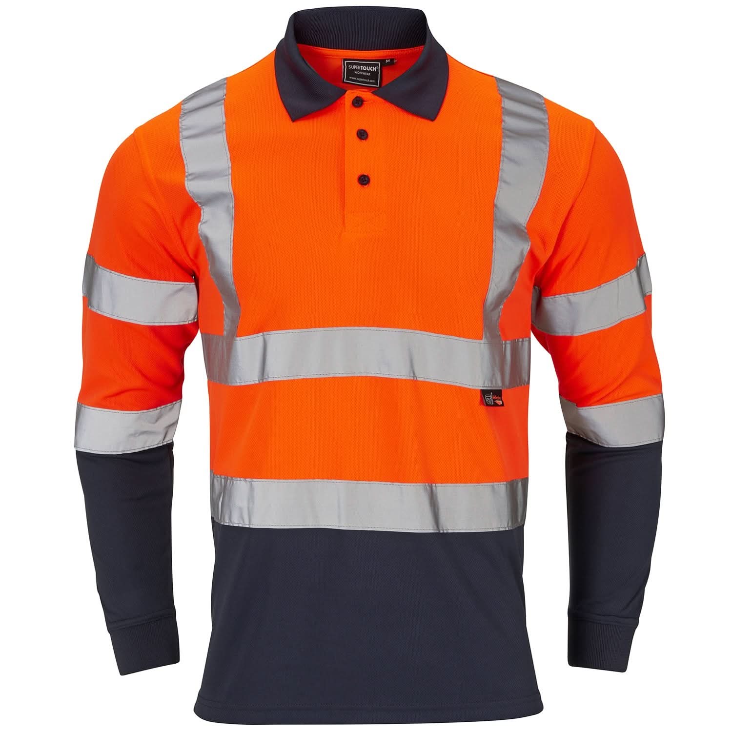 Supertouch Hi-Vis 2 Tone Orange Long Sleeve Polo Shirt - H135 |  Supertouch