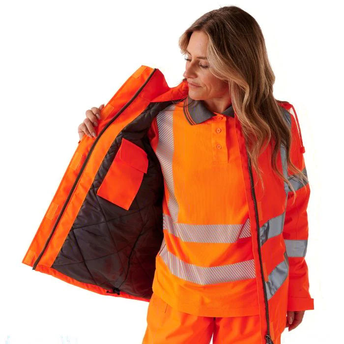 Supertouch - Ladies Hi Vis Orange Kamela Padded Jacket - HV301 |  Supertouch