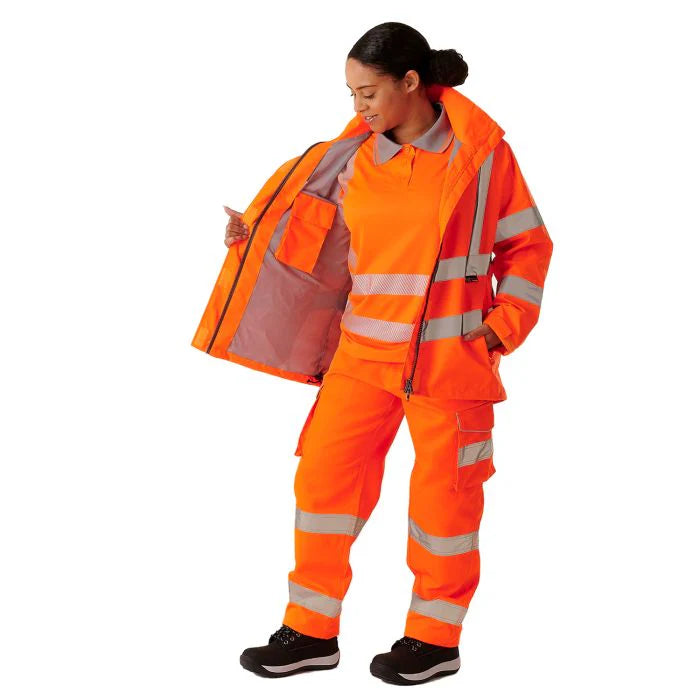 Supertouch - Ladies Hi Vis Orange Sophia Lightweight Jacket - HV303 |  Supertouch