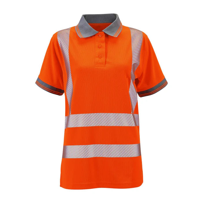Supertouch - Ladies Hi Vis Orange Savannah Birds Eye Polo - HV309 |  Supertouch
