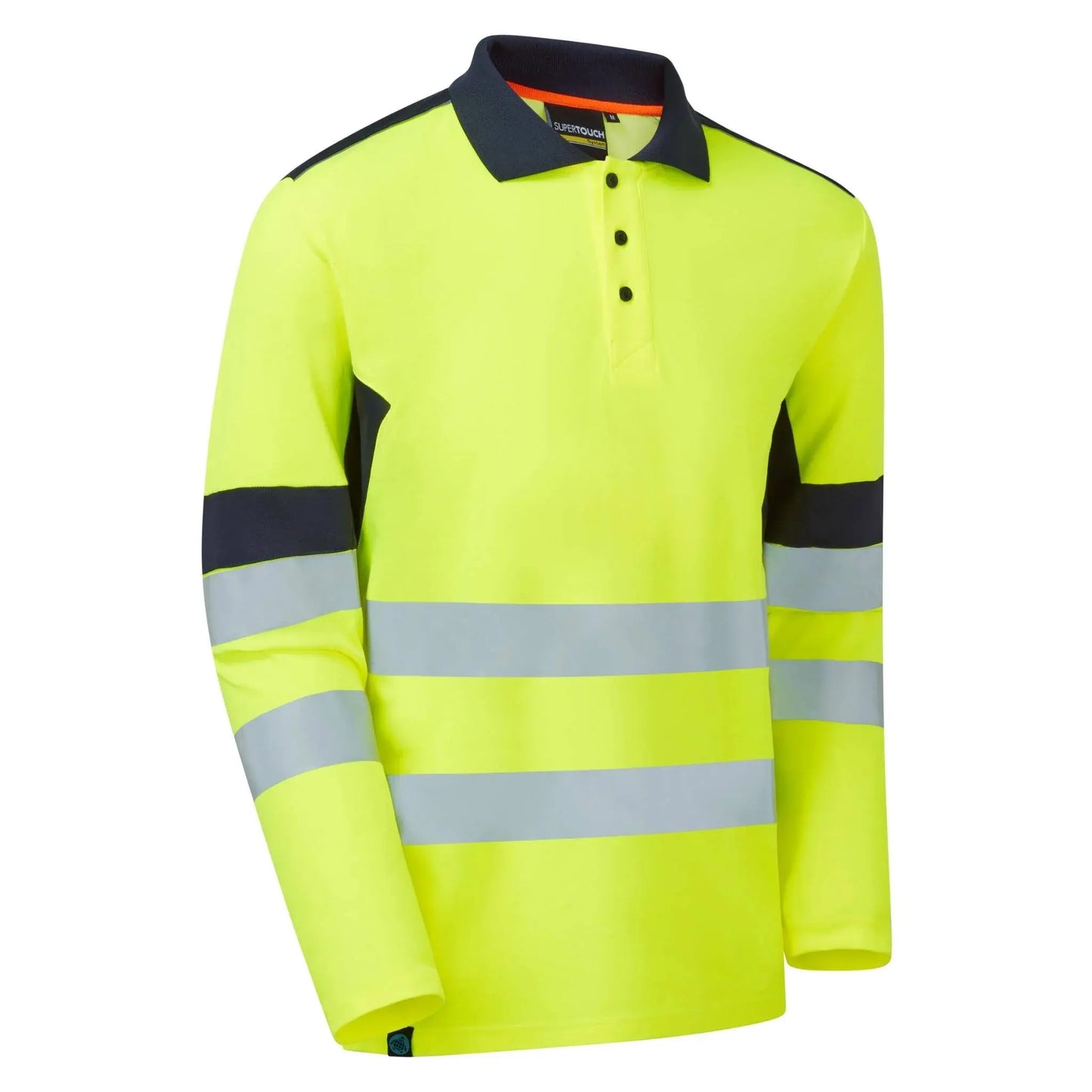 Supertouch Blue Sphere - System Hi-Vis Eco Yellow CottonCool Long Sleve Polo - SYS09 |  Supertouch Blue Sphere