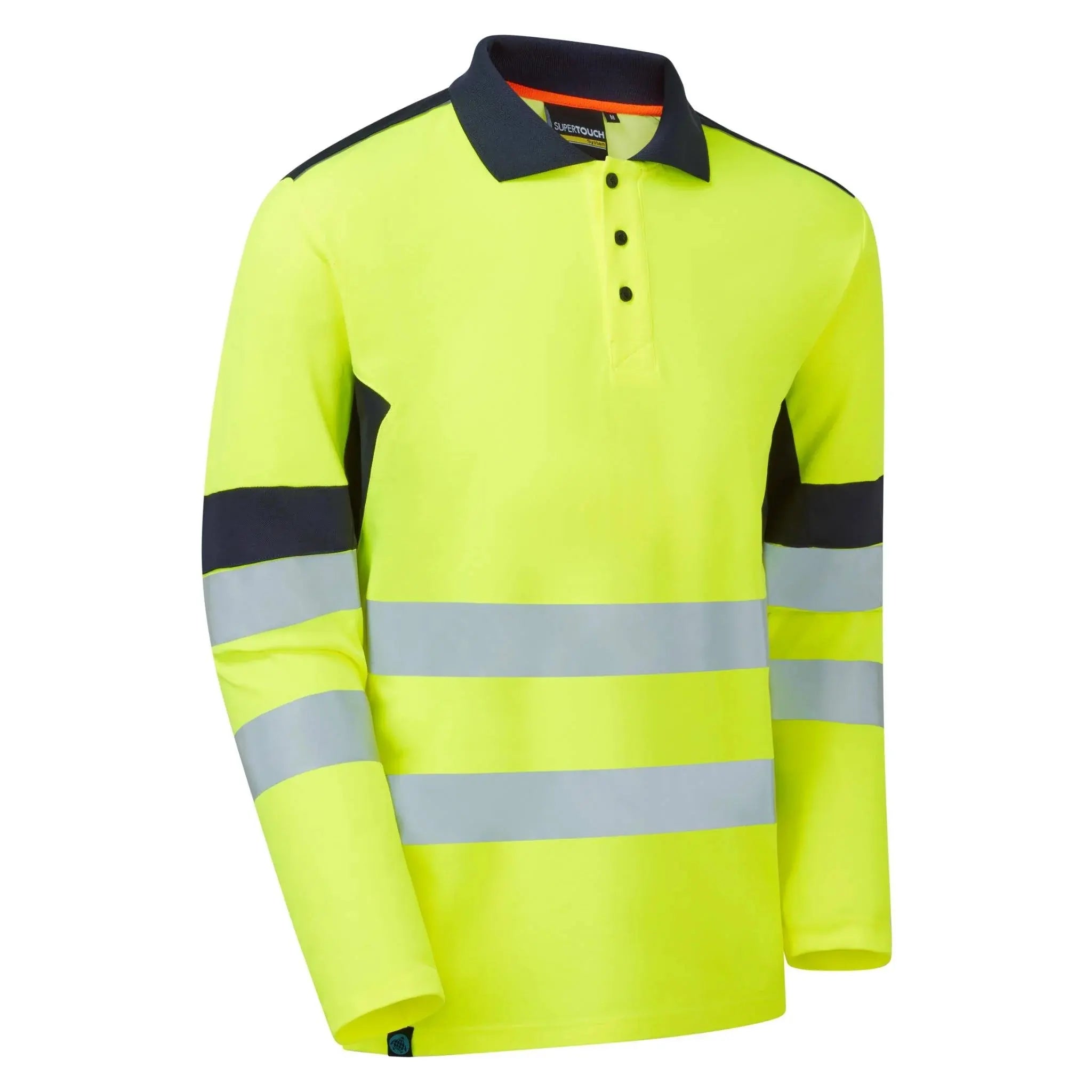 Supertouch Blue Sphere - System Hi-Vis Eco Yellow CottonCool Long Sleve Polo - SYS09 |  Supertouch Blue Sphere